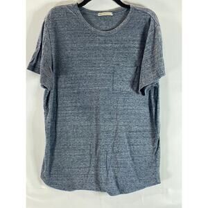 MARINE LAYER Men's Heather Blue Re-Spun Patch Pocket Short Sleeve T-Shirt SZ M